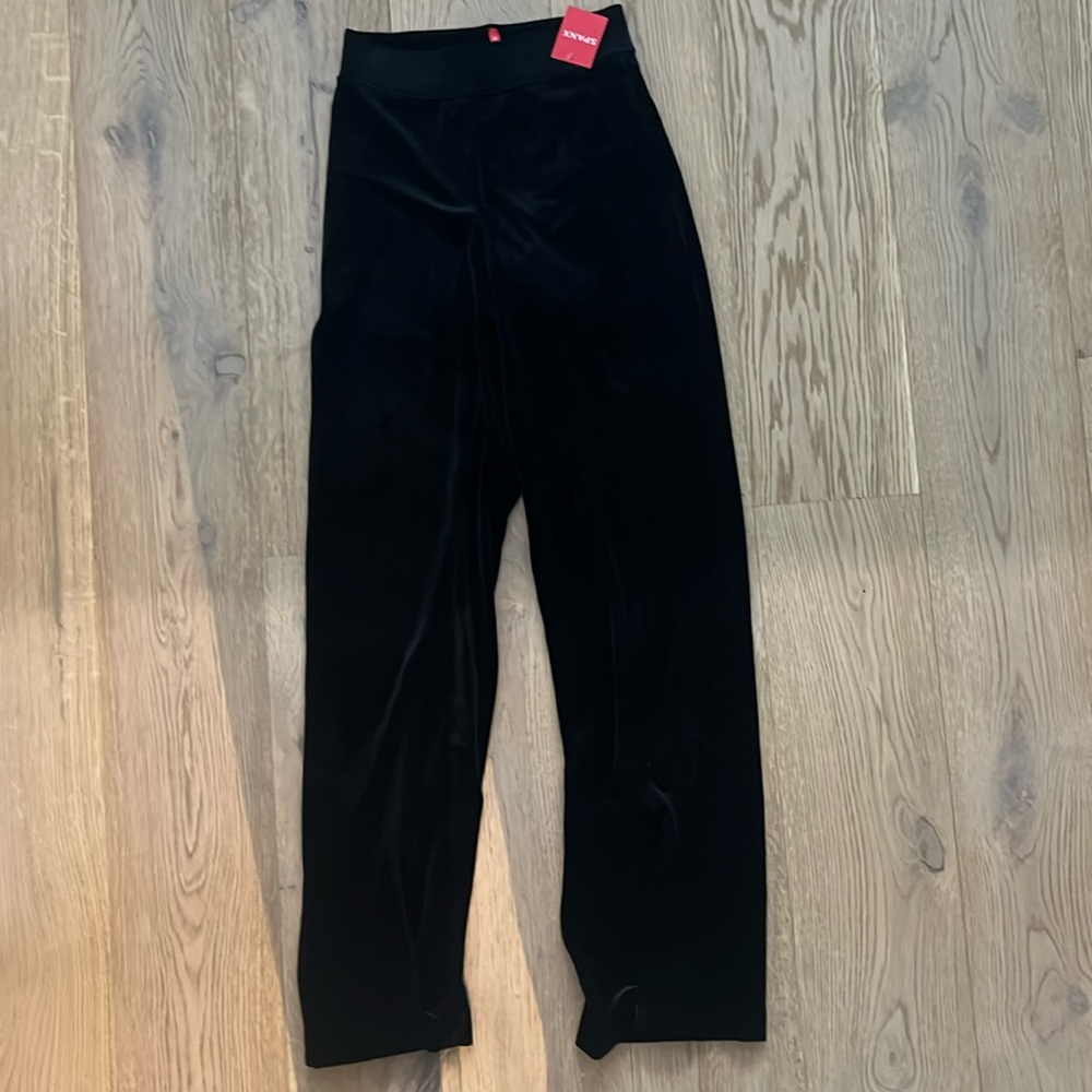Very black Velvet front slit pants, Spanx, size small, brand new, tags still on